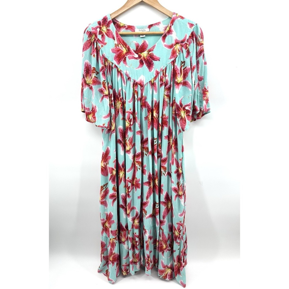 Women's Go Softly Patio House Dress House XL Lounger Flowy Cottage Core BB07